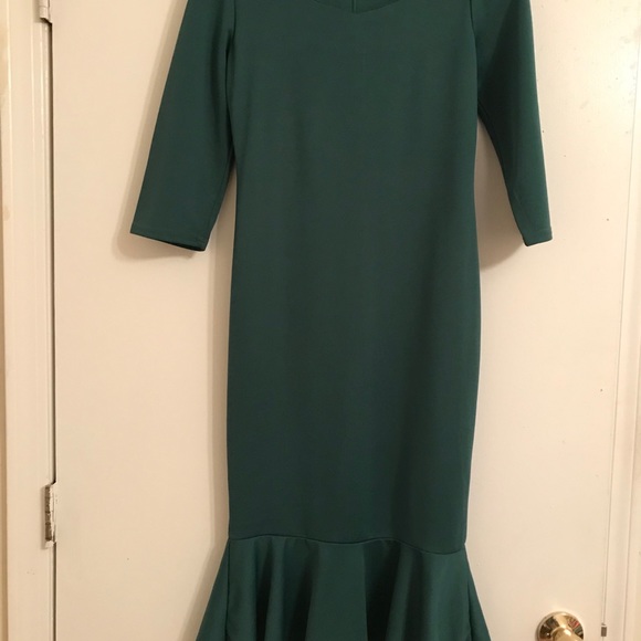 Retro Kelly Green Dress, 3/4 sleeves - Picture 3 of 6